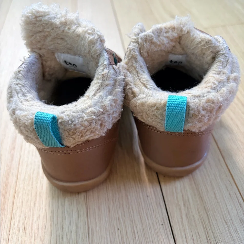 Ten Little Furry High Top Toddler Shoes Size 7.5 Brown Winter Sneakers - Picture 2 of 5